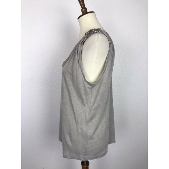Joie Linen Pullover Beaded Shoulder Tank Top - Picture 6 of 8